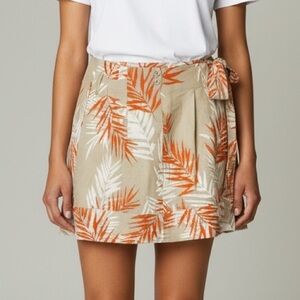 Sandro Linen Tropical‎ Floral Mini Skirt Sz 10 Resprtwear Beachy Garden Girl